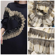 11色8cm加密美国网纱，毛衣卫衣爱心造型，装饰辅料褶皱蕾丝花边