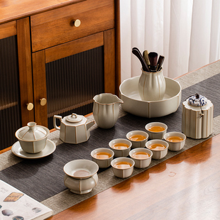 黄汝窑功夫茶具套装家用中式办公室客厅陶瓷泡茶壶茶杯轻奢整套