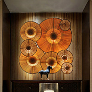 泰国创意铁艺竹编装饰壁灯东南亚风格客厅楼梯，灯具会所酒店灯饰