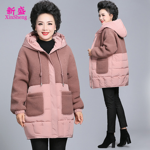 中年女装羽绒棉服保暖棉衣，羊羔绒外套妈妈，装冬季加大码棉袄200斤