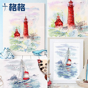 精准印花法国DMC十字绣套件 挂画客厅风景摆件 海滨风景 两幅可选