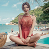 韩国泳衣女连体裙式平角性感蕾丝小胸钢托聚拢遮肚保守显瘦温泉