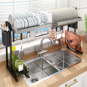 太空铝厨房收纳置物架水槽碗碟架沥水架用品水池上方伸缩碟水槽架