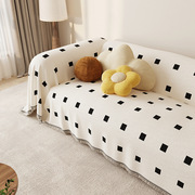 奶油风雪尼尔沙发盖布防猫抓沙发套罩四季通用防滑沙发巾坐垫