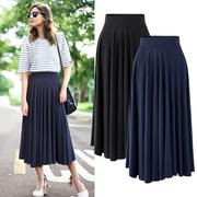 loose plus size high waist pleated skirt宽松大码高腰百褶裙女