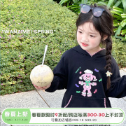 sasa的丸子妹女童卫衣春季韩版卡通印花连帽小女孩上衣休闲可爱