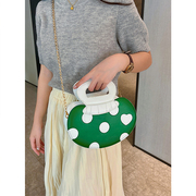 包包女包2023韩版撞色可爱心手提蘑菇小包女式链条单肩斜挎包