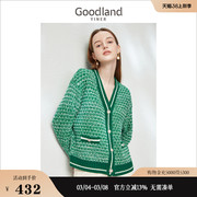 Goodland美地女装2023春季通勤圈圈纱毛衫外套羊毛混纺针织衫