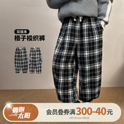 陈大猪男童格子休闲裤，2024冬装时髦宽松长裤，帅气百搭童装裤子