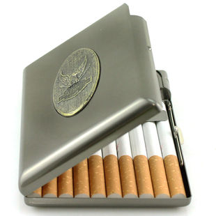 烟盒打火机20支装创意自动弹开香菸盒子金属烟夹充气打火机男士个