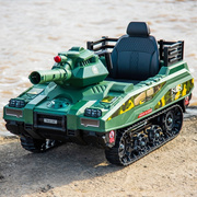 儿童电动坦克越野汽车男女小孩，遥控充电可坐人开炮履带玩具装甲车
