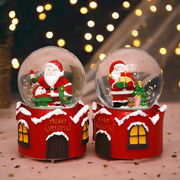 圣诞节雪花儿童创意圣诞老人水晶球，音乐盒生日礼物女生，八音盒礼d