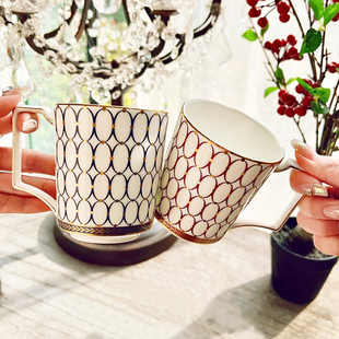 wedgwood金粉年华系列马克杯，咖啡杯欧式骨瓷水杯情侣，对杯心形礼盒