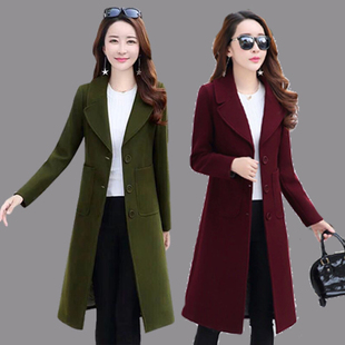 黑色西装长款风衣毛呢外套女士百搭时尚冬季韩版流行妮子大衣潮。