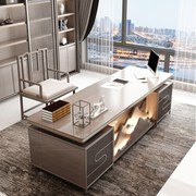 现代新中式大班台办公桌椅轻奢老板桌总裁办公室简约实木书桌书柜