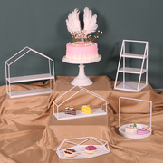 欧式白色甜品台摆件甜品台展示架甜点托盘，下午茶点心架蛋糕架