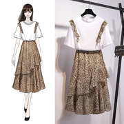 夏装很仙的法国小众俏皮豹纹半身裙，洋气两件套套装女1929