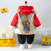 宝宝冬装0一1-2-3岁半男女宝宝，冬季衣服婴，儿童棉衣韩版加厚三件套