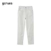 gcrues白色哈伦裤女萝卜，裤春夏季休闲裤，百搭宽松直筒长裤日系