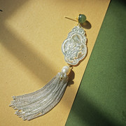 小众设计耳饰珍珠玛瑙白蝶贝耳环原创设计国风新中式银色流苏耳坠