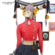钢管舞拉丁舞肚皮舞服韩国蕾丝长袖上衣品牌设计DBB21