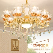 欧式吊灯客厅灯水晶餐厅花开富贵花朵现代简约卧室创意锌合金灯