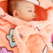婴儿抱被初生宝宝被子冬天款外出加厚包毯子(包毯子)珊瑚绒包被斗篷背抱毯