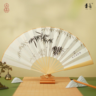 新中式折扇中国风玉竹折扇，高端文玩字画，古风折扇手绘男士扇子