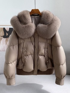高端时尚欧货款超大狐狸，毛领皮草羽绒服女2023冬季新短款保暖外套