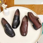 皮乐福鞋超软小皮鞋，女小众设计感英伦，风2023年浅口单鞋平跟圆头