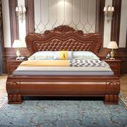 欧式实木床1.8米婚床1.5米奢华雕花公主，床主卧大床高箱储物床家用