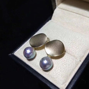 diy珍珠配件s925纯银珍珠，耳钉空托女磨砂，拉丝款配8-16mm圆椭珠