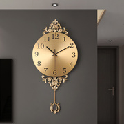 现代轻奢纯铜挂钟时尚，钟表客厅家用创意，欧式挂表美式简约装饰时钟