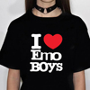 I love emo boyfriend tshirt 恶搞英文字母印花休闲百搭情侣T恤