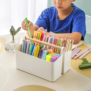网红桶桌面马克笔收纳盒大容量，笔筒书儿童画笔水，彩笔铅笔文具桶笔