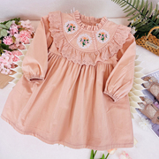 女童连衣裙秋款粉色法式洋气，时髦2023秋装，韩系宝宝公主裙儿童裙子