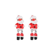 创意软陶耳钉圣诞节圣诞老人雪人，耳环个性配饰分体耳环