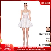 ZS名品越南设计师 Jubin 2024年蕾丝小清新纯欲A字抹胸连衣裙
