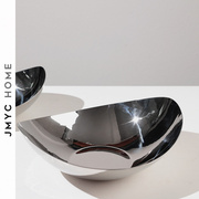 简约现代创意不锈钢果盘摆件装饰家居客厅餐桌茶几轻奢金属收纳盘