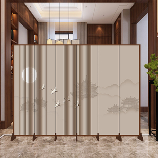 新中式屏风隔断办公室客厅餐厅，酒店茶室遮挡简约现代折叠移动折屏