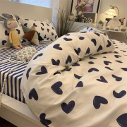 斜纹卡通风美容床上床单式支持高档活性印染棉花色四件套