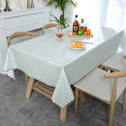 北欧格子餐桌布防水防油免洗桌布pvc塑料，台布棉麻小清新茶几桌垫
