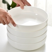 静茜窝盘骨瓷盘子陶瓷纯白家用釉下彩汤盘蒸饭碗空气炸锅专用