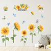 创意温馨客厅墙角背景，装饰布置向阳花贴纸，简约自粘防水材质墙贴画