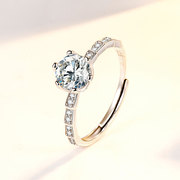 s925纯银简约六爪戒指女式时尚气质开口指环，不掉色个性婚庆对戒子