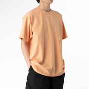 GaStation纯棉纯色T恤logo打底短袖洗水宽松基础百搭男女同款夏橙