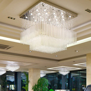 大型酒店工程水晶灯方形双层led水晶灯别墅客厅，灯可来图定制