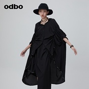 odbo/欧迪比欧原创设计垂坠感蝙蝠袖衬衫女秋装2023时尚上衣