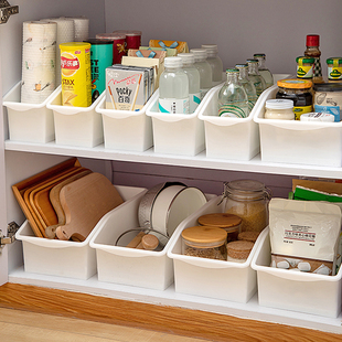 厨房橱柜收纳盒水槽下置物架整理盒带轮桌面储物盒零食杂物收纳筐