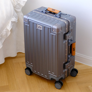 铝框行李箱女24寸拉杆箱撞色皮把手小型密码旅行箱20寸登机箱男